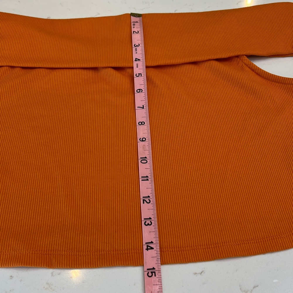 H&M Orange Ribbed Fold Over Off-The-Shoulder Cropped Top Size XL - Picture 8 of 8